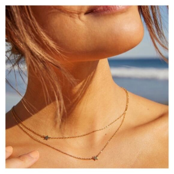 NEW Jennifer Zeuner Double Star Necklace - Gold - Picture 6 of 7